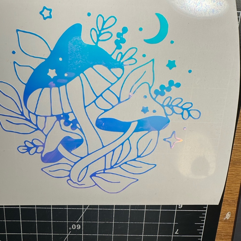 Magic mushroom holographic weatherproof decal